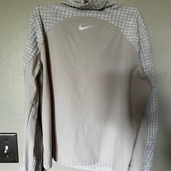 Nike Women’s Pro Hyperwarm Mock Neck Pullover White And Tan - Picture 5 of 6